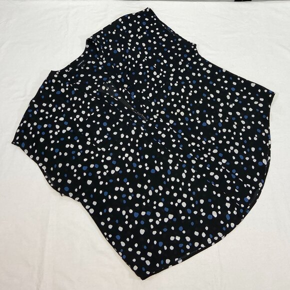 Torrid Sleeveless Zip V Neck Semi Sheer Polka Dot Top Black White Blue 1 - Picture 9 of 14